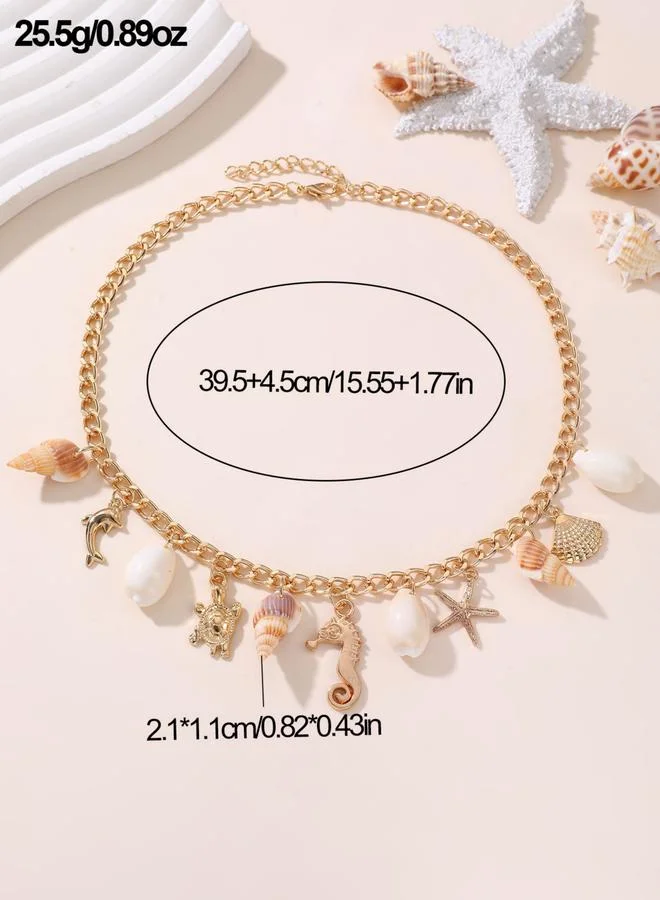 Take Two  Gold Charm Necklace with Seashell Pendants for Women | Best Price UAE